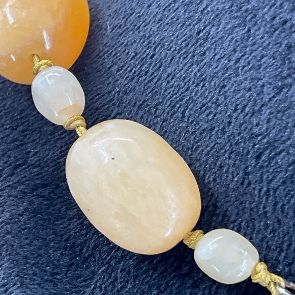 Barse 925 Sterling Silver Chain‎ Yellow Jade Beaded Gemstone Necklace Adjustable - Picture 4 of 4